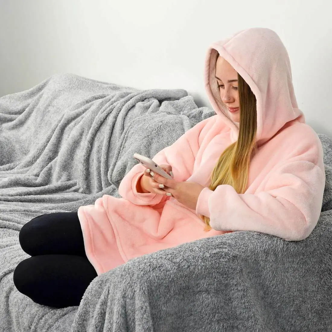 Teens Hoodie Blanket Unisex Oversized Sherpa Fleece Sweatshirt 2