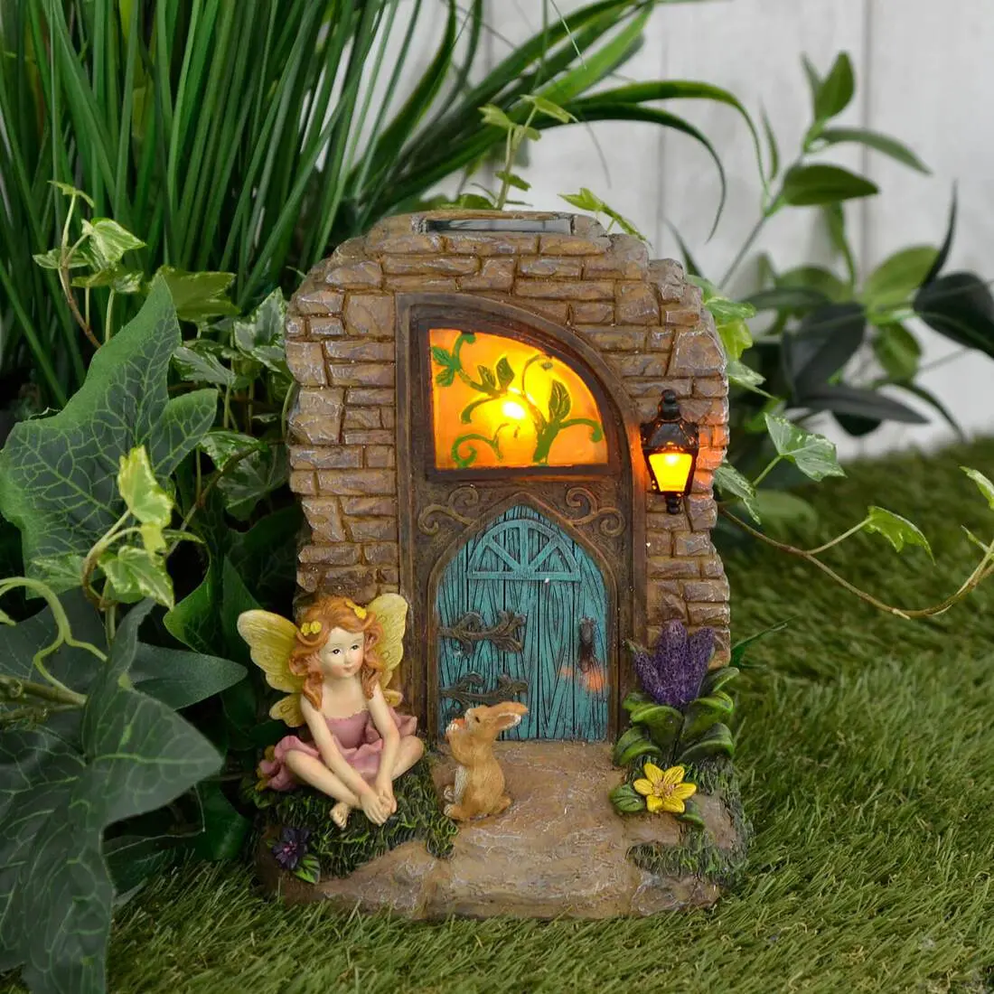 Solar Door Garden Ornament White Led Lights Fairy Rabbit Snail 1