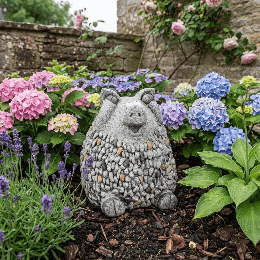 Sitting Animal Garden Ornament Grey Beige Mosaic Body 29Cm 1
