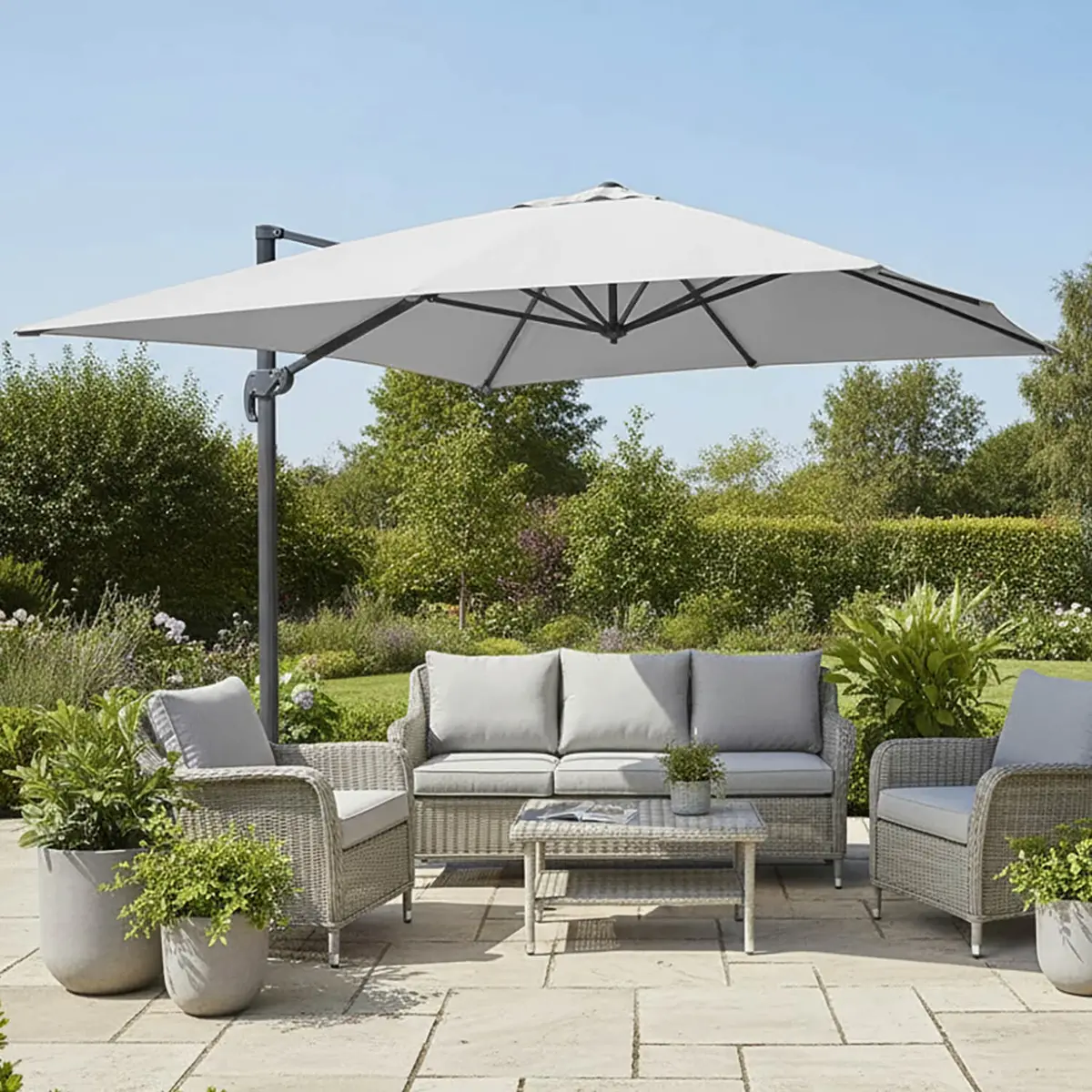 3 X 3M Roma Square Parasol Large Cantilever Garden Shade 1