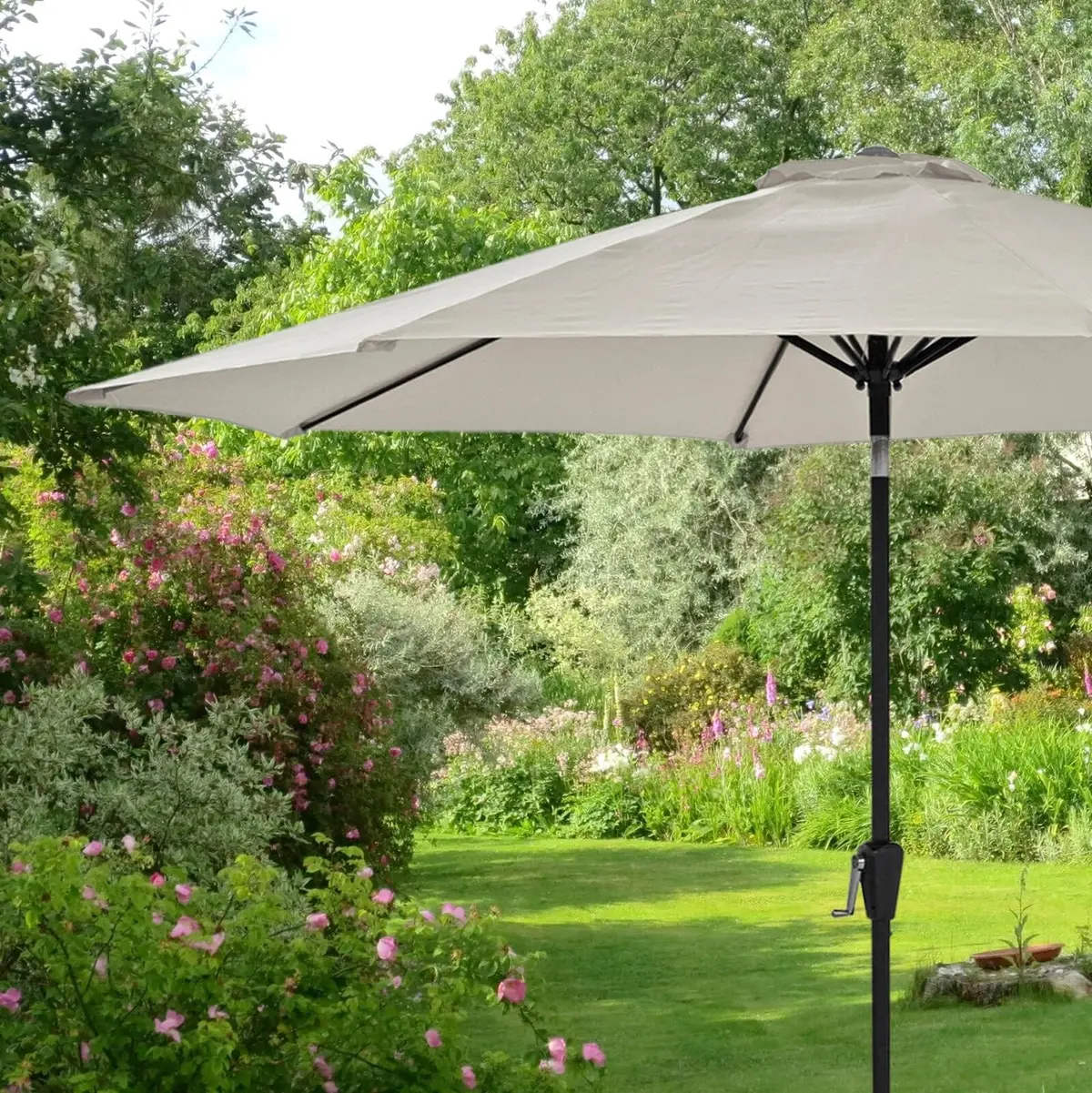 3M Round Parasol Crank Tilt Garden Patio Shade Umbrella 1