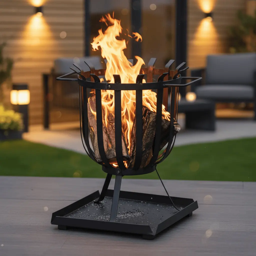Azuma Tana Log Burner Patio Camping Fire Pit Black Steel Brazier 1