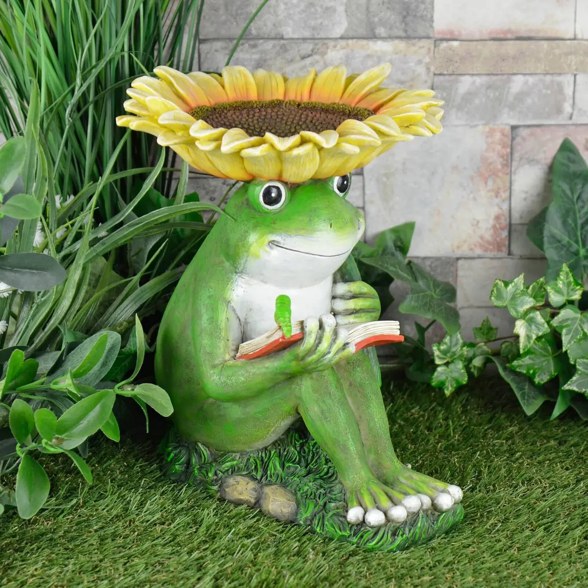 Frog Bird Feeder Novelty Garden Ornament Sunflower Bowl 1