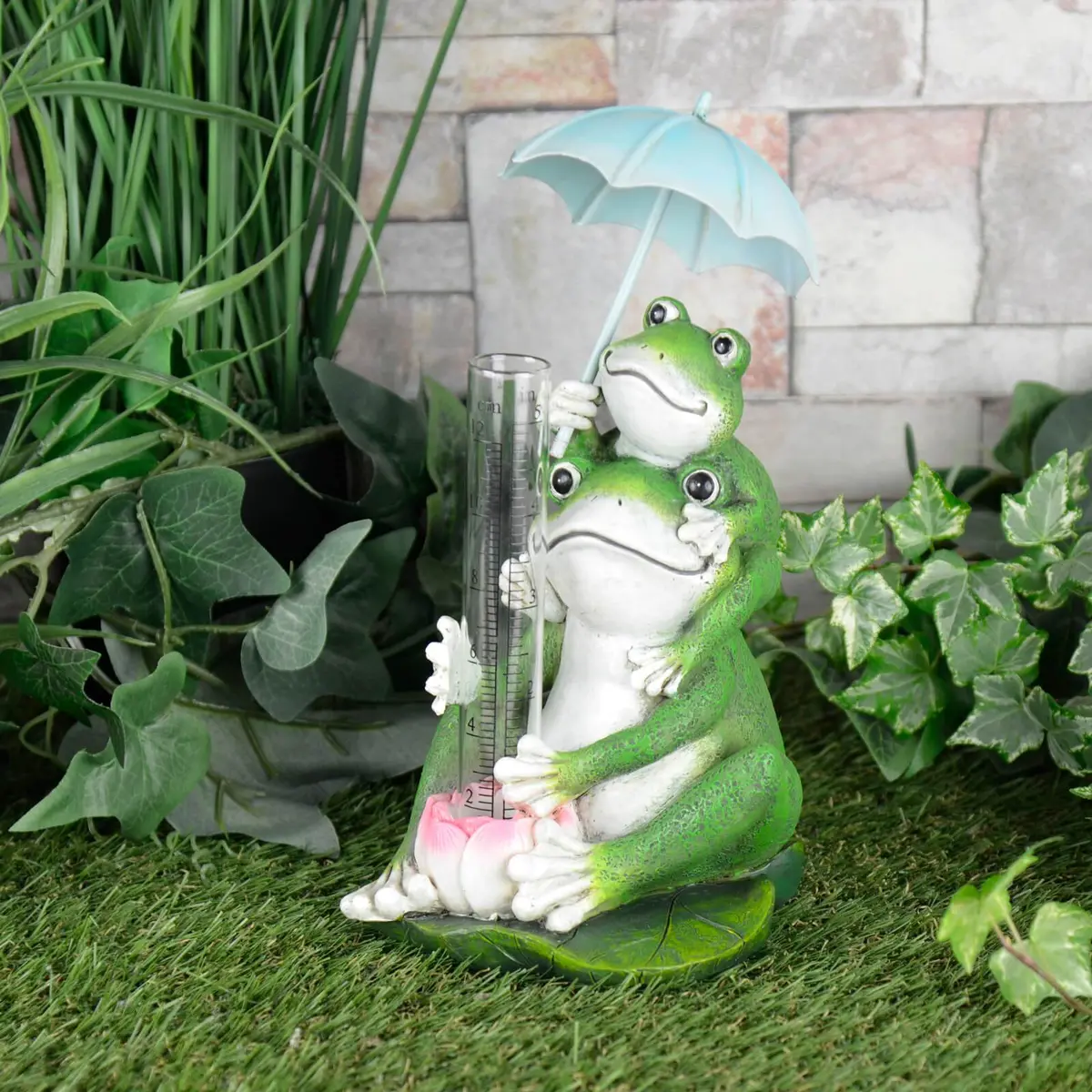 Novelty Frogs Rain Gauge Garden Ornament Resin Weather Fun 1