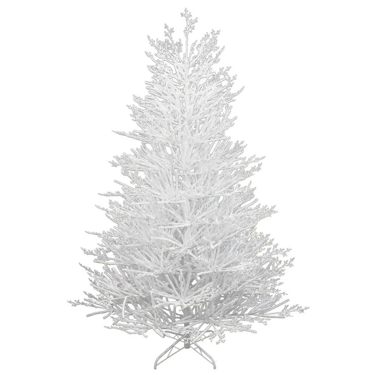 180Cm White Snowy Twig Tree With White Metal Base 1
