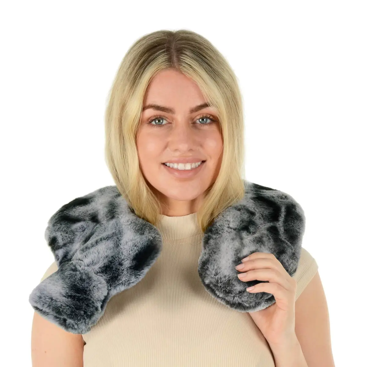 U Shape Hot Water Bottle Neck Warmer Pain Relief Faux Fur Cover 1