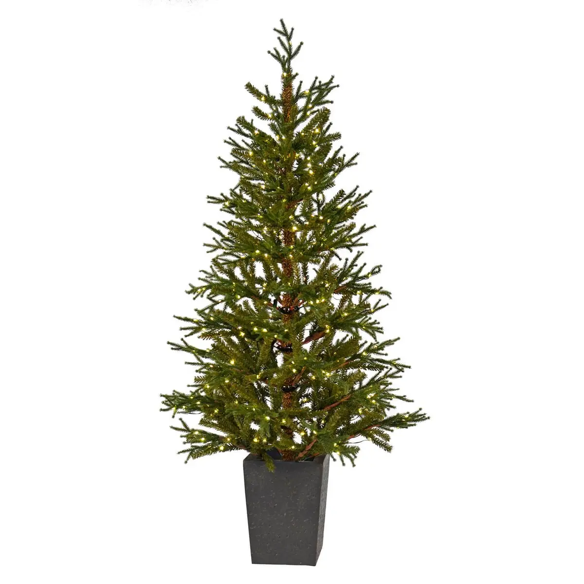 5Ft Pre-Lit Green Potted Christmas Tree Warm White Led Lights 1