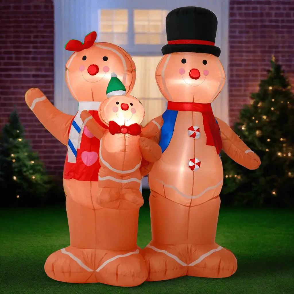 6Ft Light Up Inflatable Gingerbread Family Christmas Decoration 1