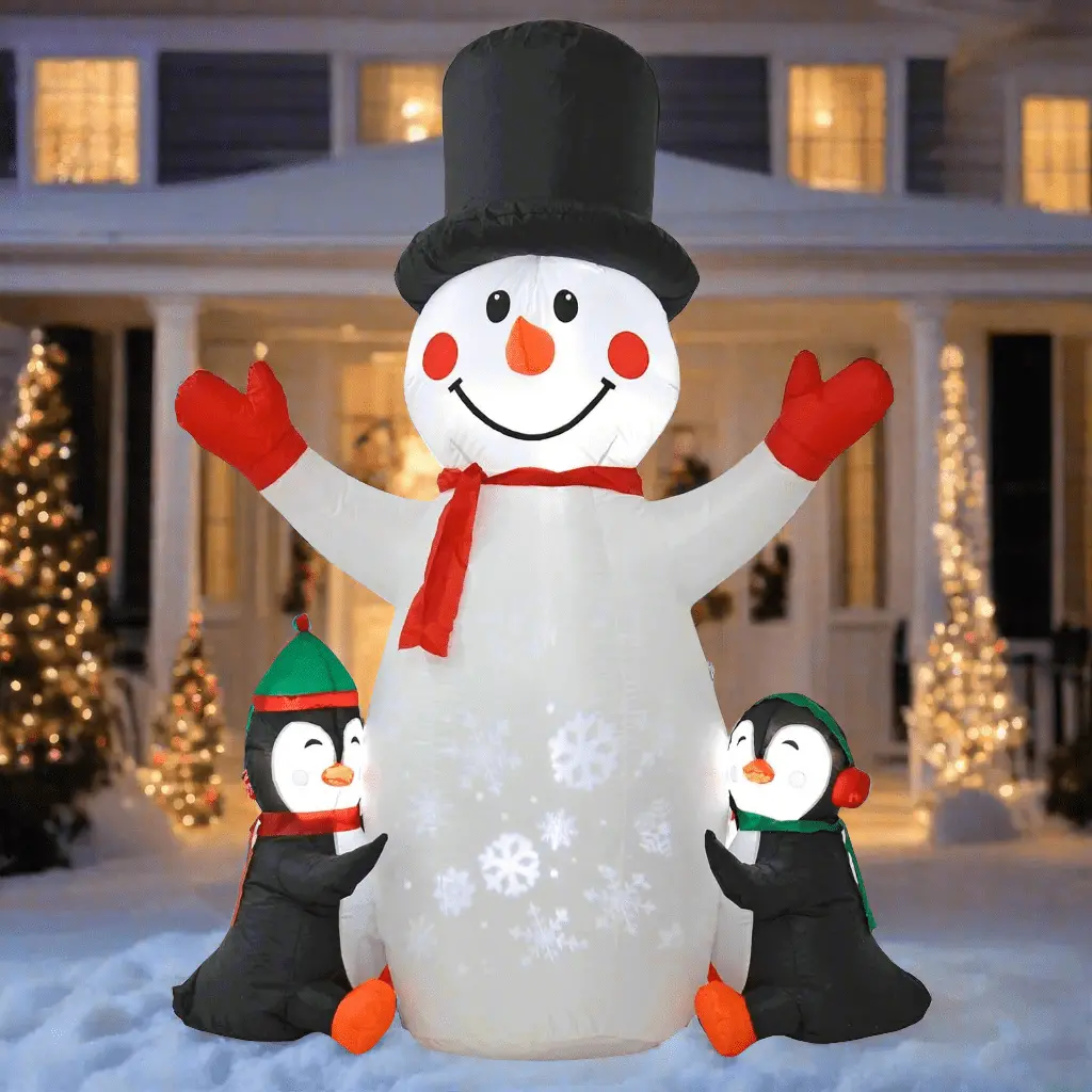 6Ft Light Up Inflatable Snowman Penguins Snowflakes 1