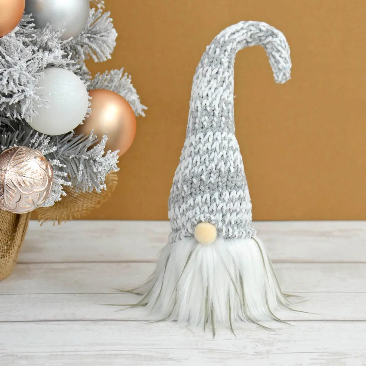 Fabric Gonk Grey Tall Bendy Hat Christmas Gnome Decoration 30Cm 1
