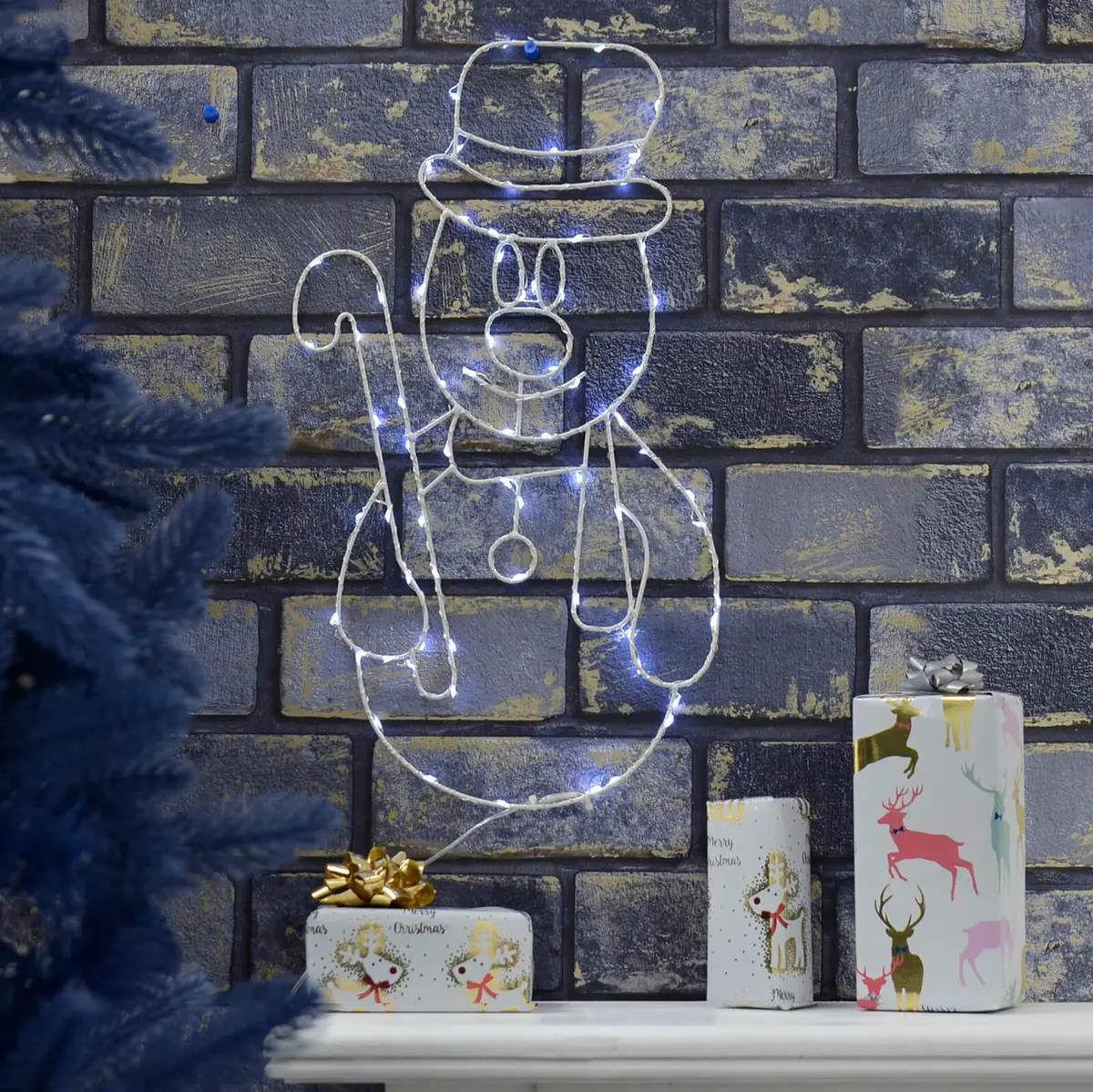 Light Up Snowman Christmas Decoration Wall Hanging 45Cm 1