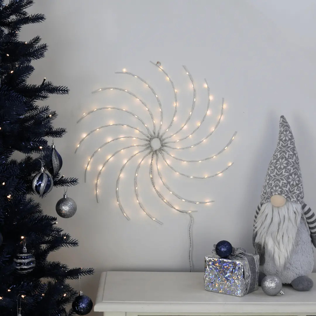 Light Up Swirl Wheel Christmas Decoration Wall Hanging 50Cm 1