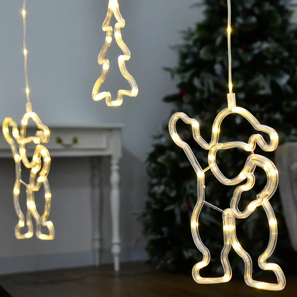 5Pc Window Curtain Light Christmas Decoration Led Santa Tree 1.2M 1