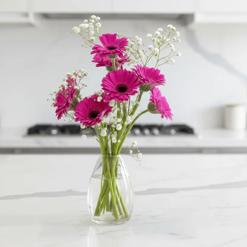Freesia Flower Vase Clear Glass Small Posy Foliage 13Cm 1