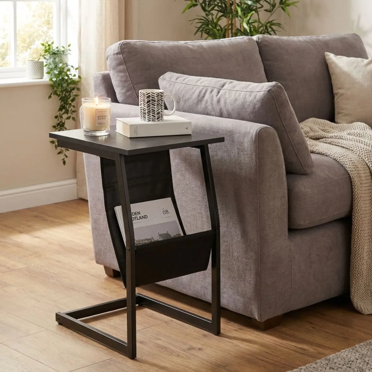 Side Table Magazine Rack Holder Coffee Tv Dinner Black 1