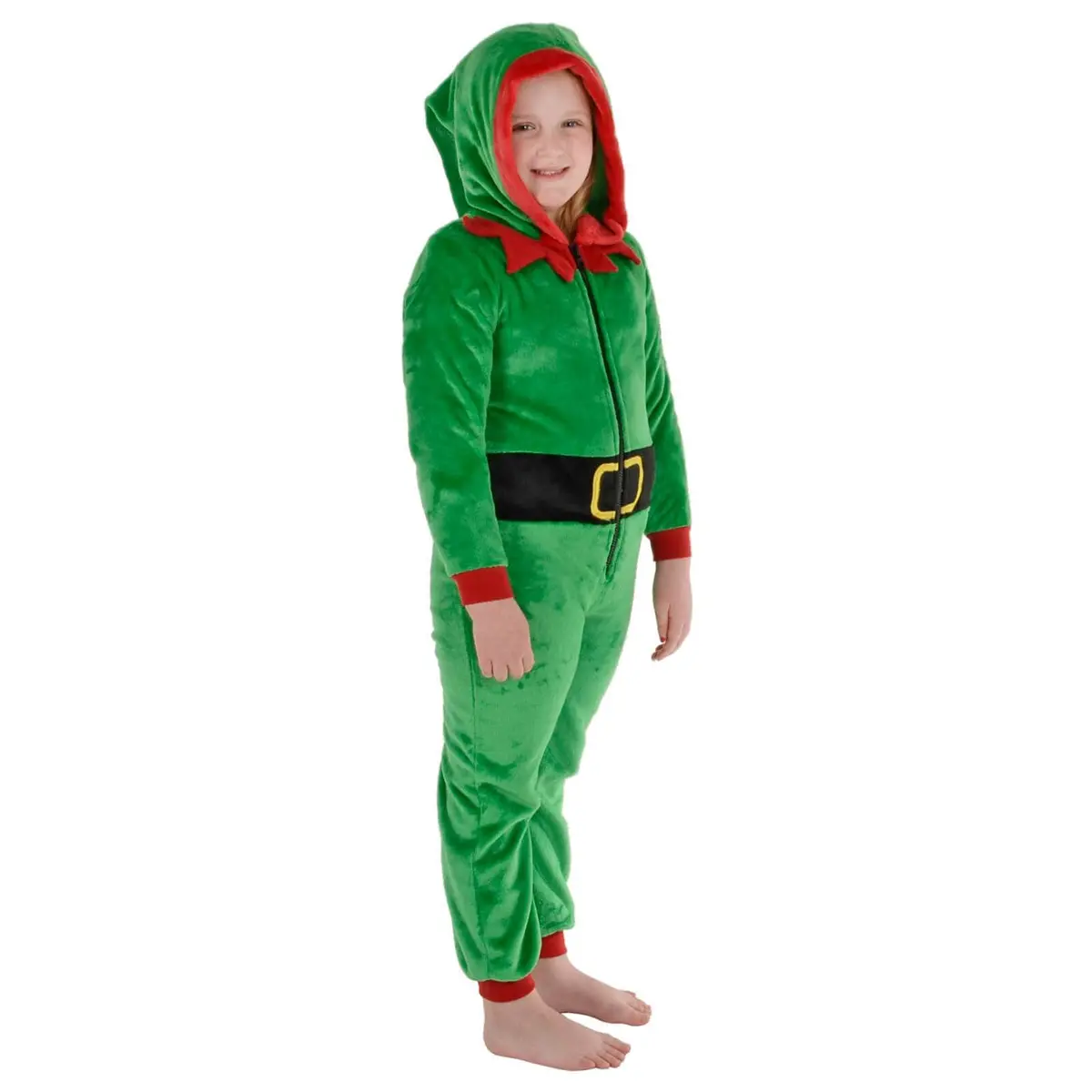 Kids All In One Elf Pyjama Suit Christmas Fleece Nightwear 1