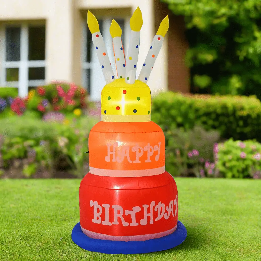 6Ft Happy Birthday Cake Candles Light Up Inflatable Decoration 1