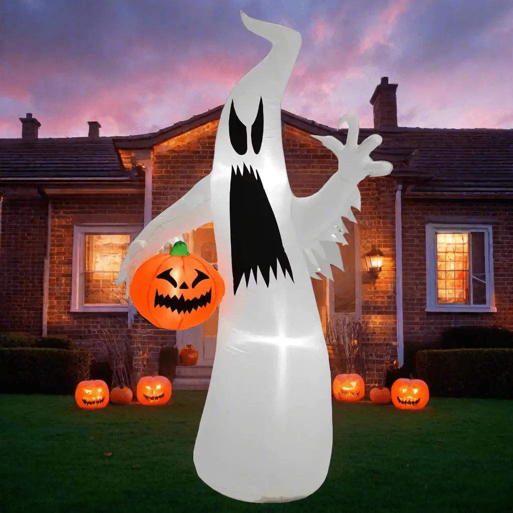 6Ft Led Inflatable Ghost With Pumpkin Halloween Party Decoration 1