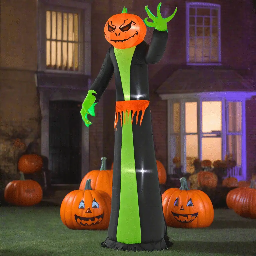 12Ft Led Inflatable Pumpkin Monster Green Halloween Decoration 1