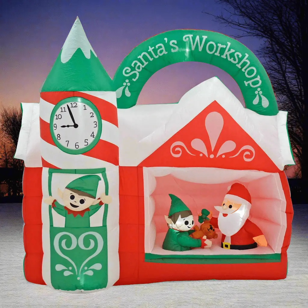 7Ft Inflatable Santas Workshop Elf Light Up Christmas Decoration 1
