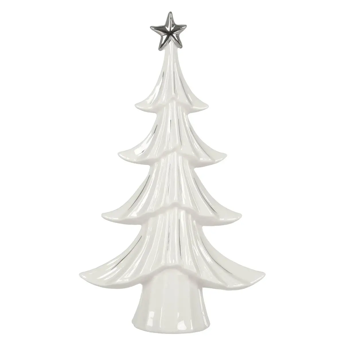 Christmas Tree Decoration Ornament White Ceramic Silver Star 30Cm 2