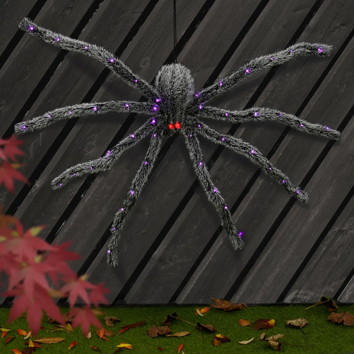5Ft Led Giant Spider Outdoor Halloween Prop Purple Red Lights 1