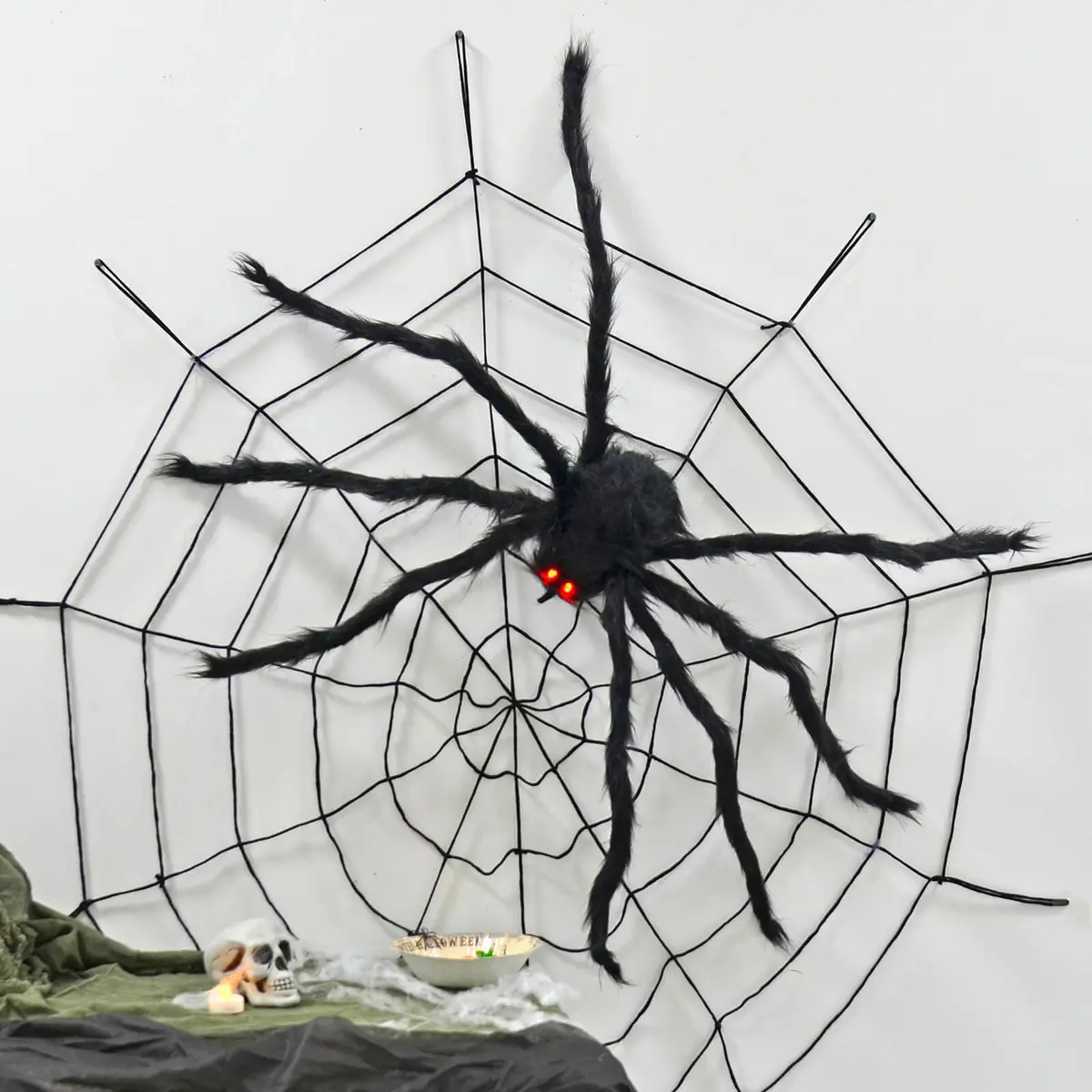Giant Spider With Light Up Eyes Halloween Party Decoration 110Cm 1
