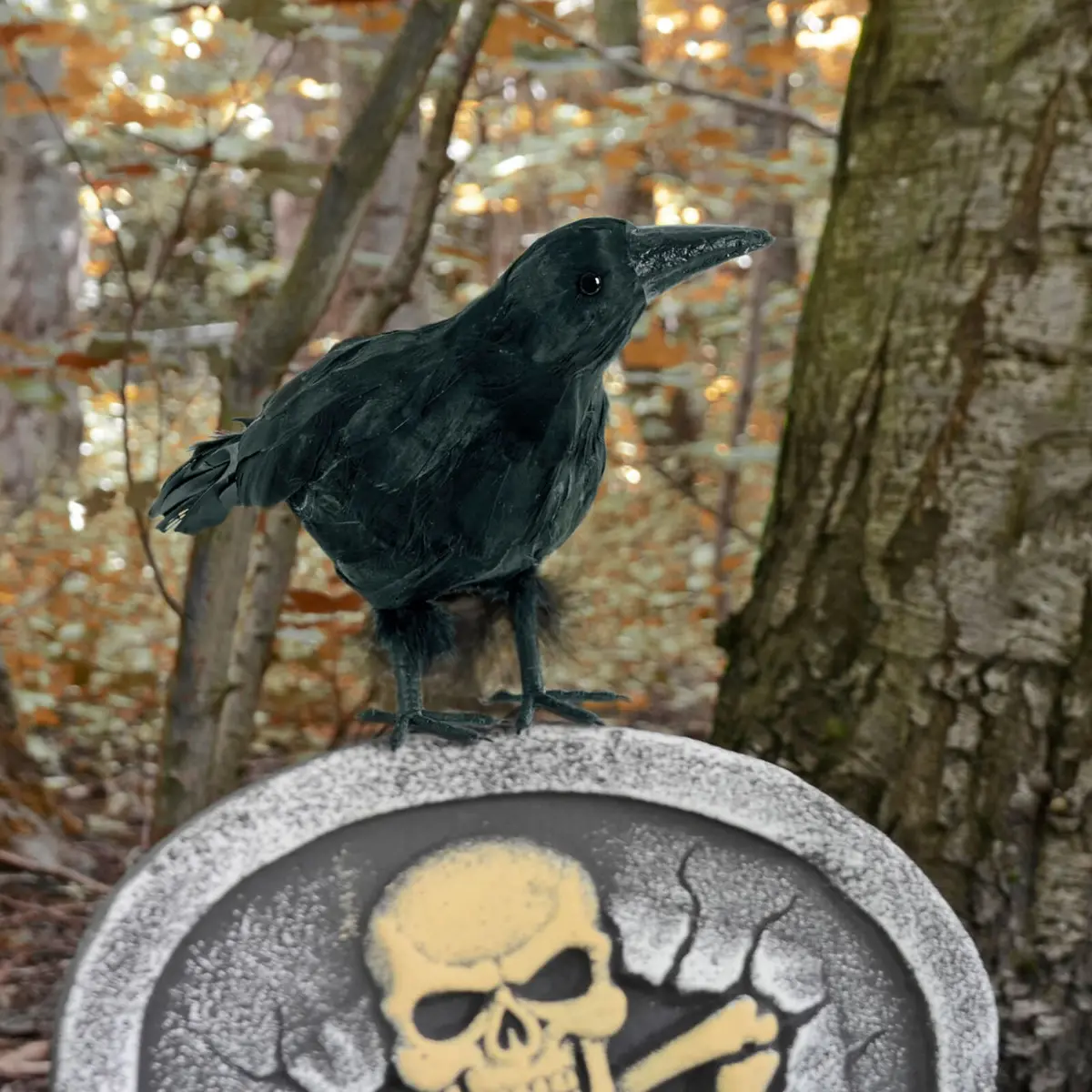 Black Crow Halloween Decoration Bird Realistic Feathers Raven 25Cm 1