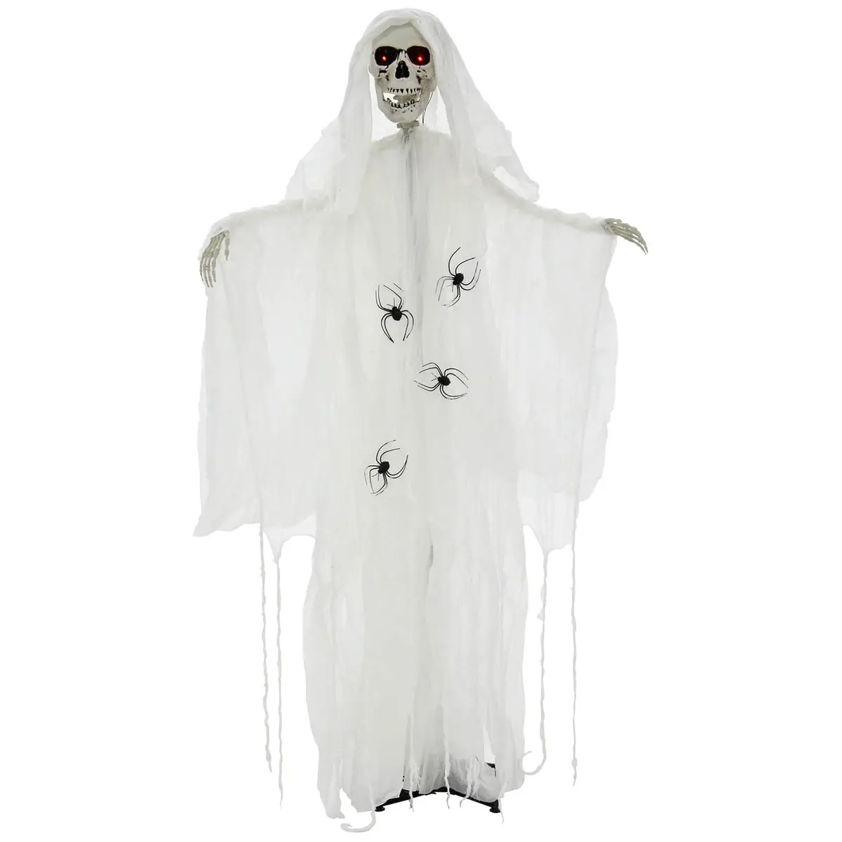 6Ft Standing Skeleton Light Up Red Eyes Scream Sounds Spiders 1