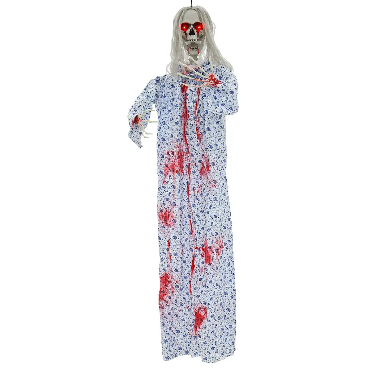 5Ft Screaming Skeleton Woman Light Up Eyes Hanging Decoration 1