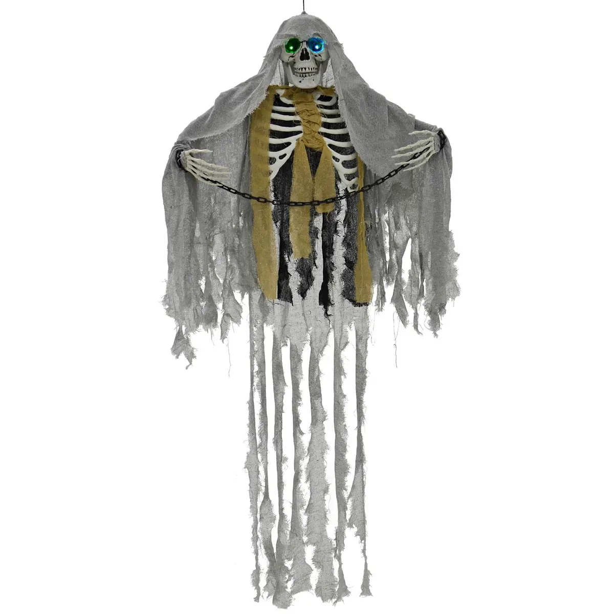 5Ft Hanging Skeleton Flashing Eyes Chains Grey Decoration 1