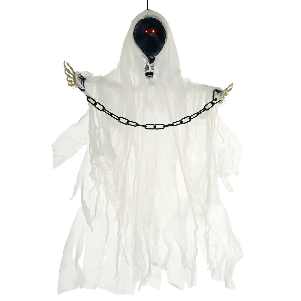 3Ft Hanging Skeleton Light Up Eyes White Robe Ghost Decoration 1
