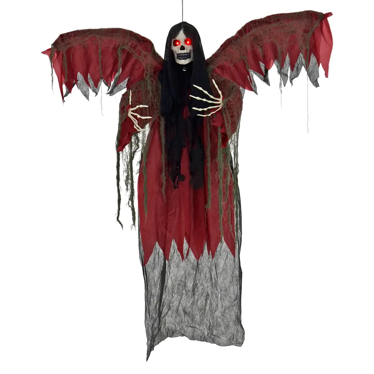 6Ft Hanging Winged Reaper Light Up Sounds Skeleton Decoration 1