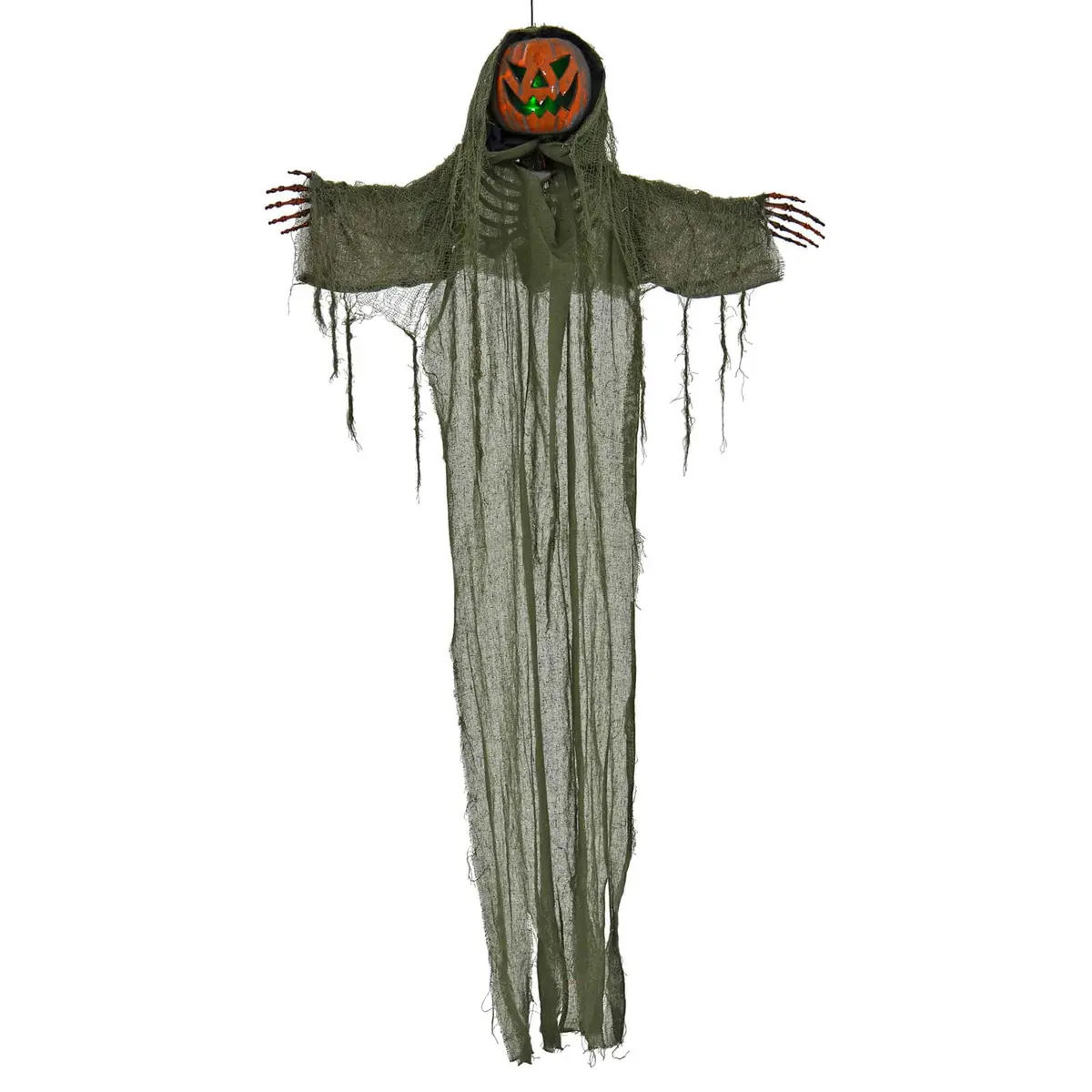 6Ft Scary Hanging Pumpkin Green Led Eyes Sounds Decoration Prop 1