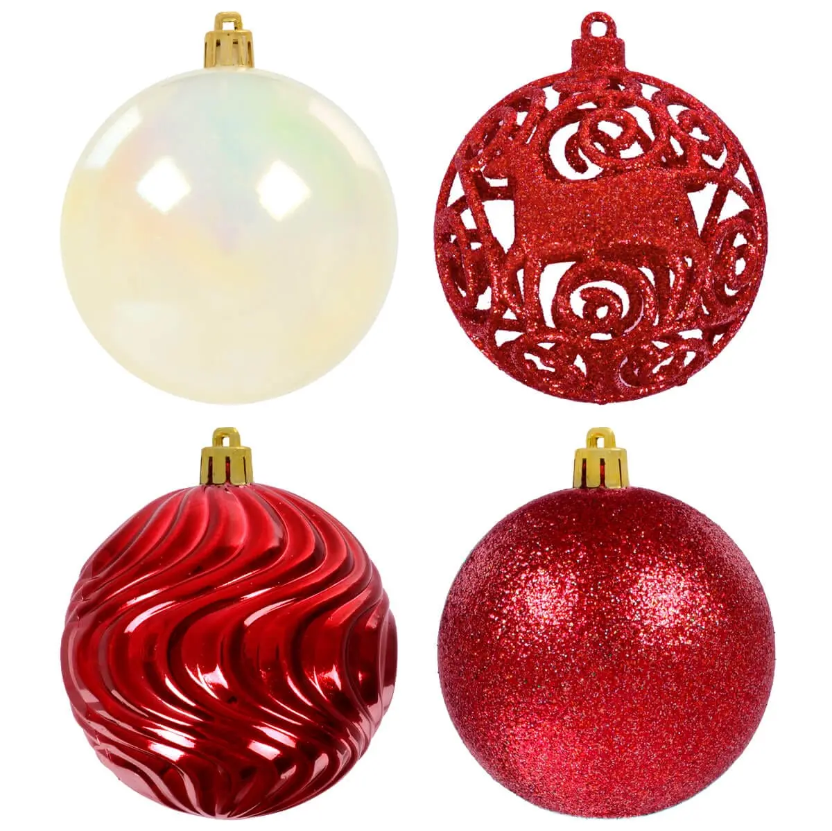 Pack Of 16 Christmas Tree Baubles Mixed Design Decorations 8Cm 1