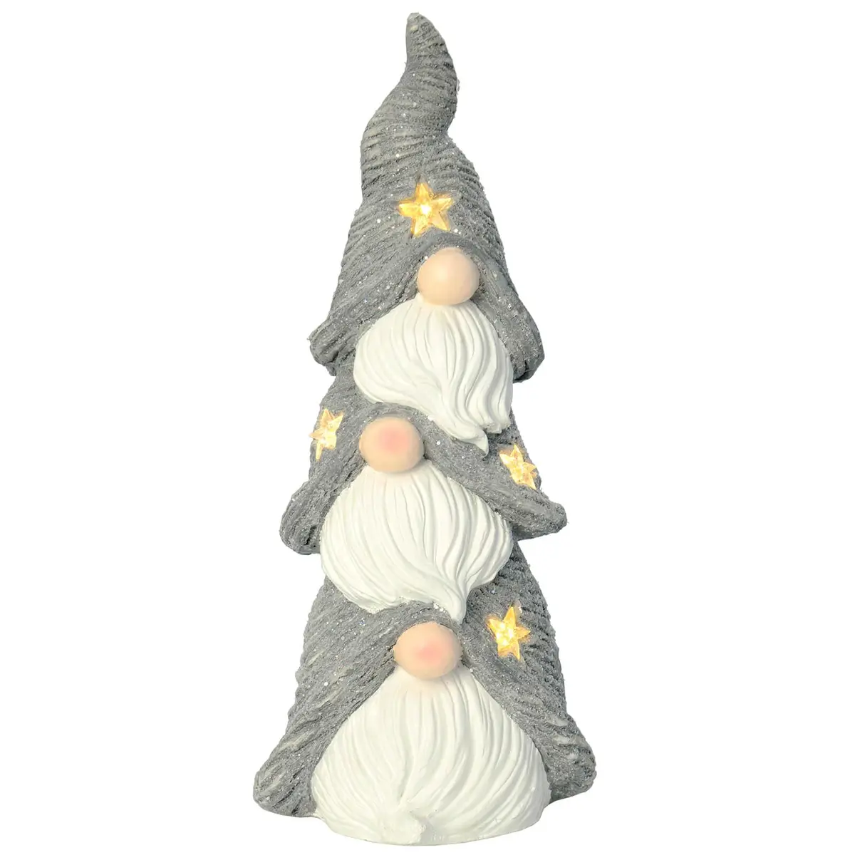 Gonk Stack Light Up Stars Christmas Decoration Grey White 60Cm 1
