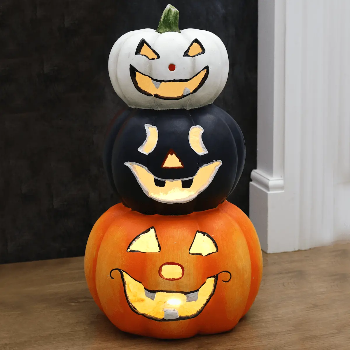 Led Pumpkin Lantern Stack Trio Halloween Decoration 60Cm 1