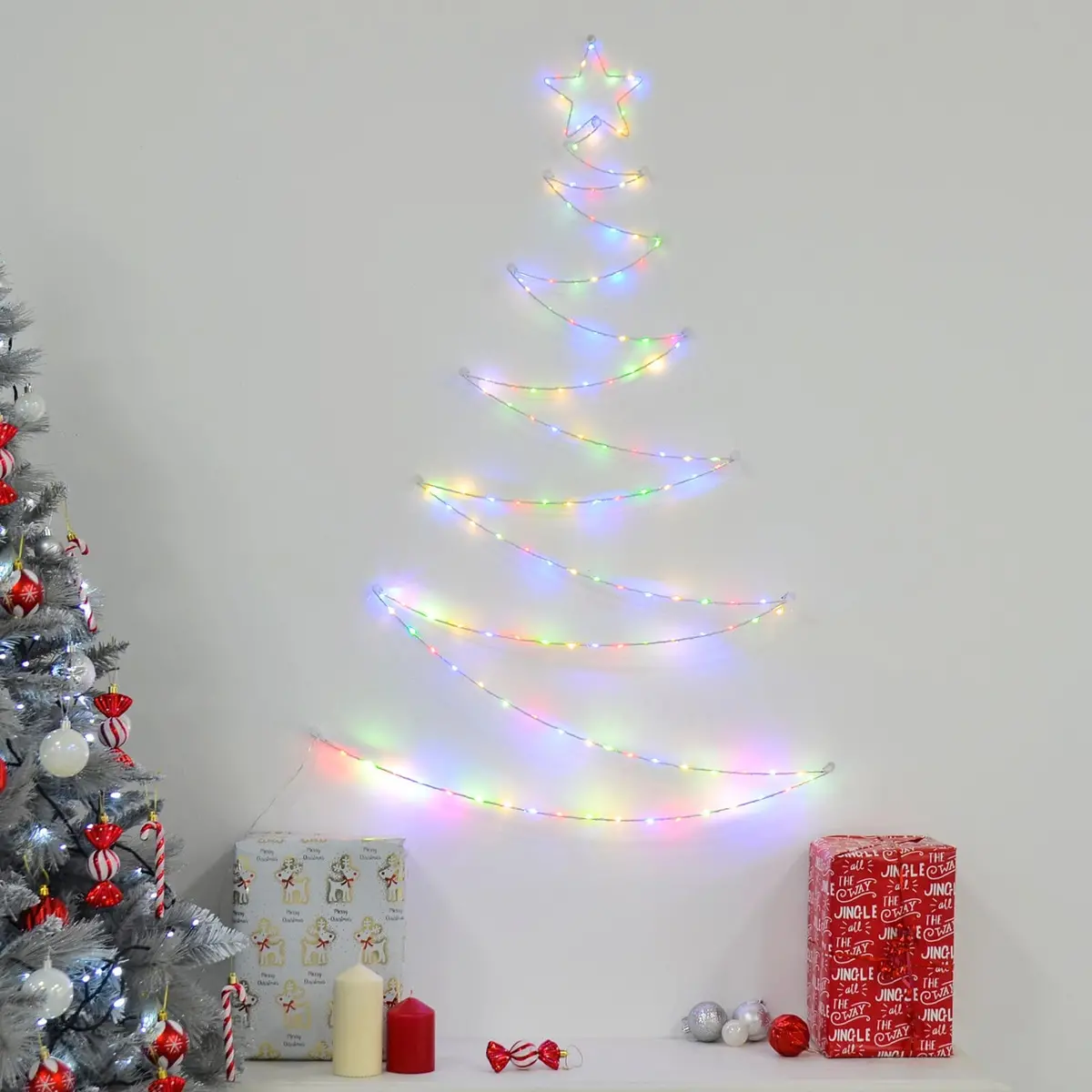 Christmas Tree Shape Wall Decoration Led Lights Folding 1.2M 1