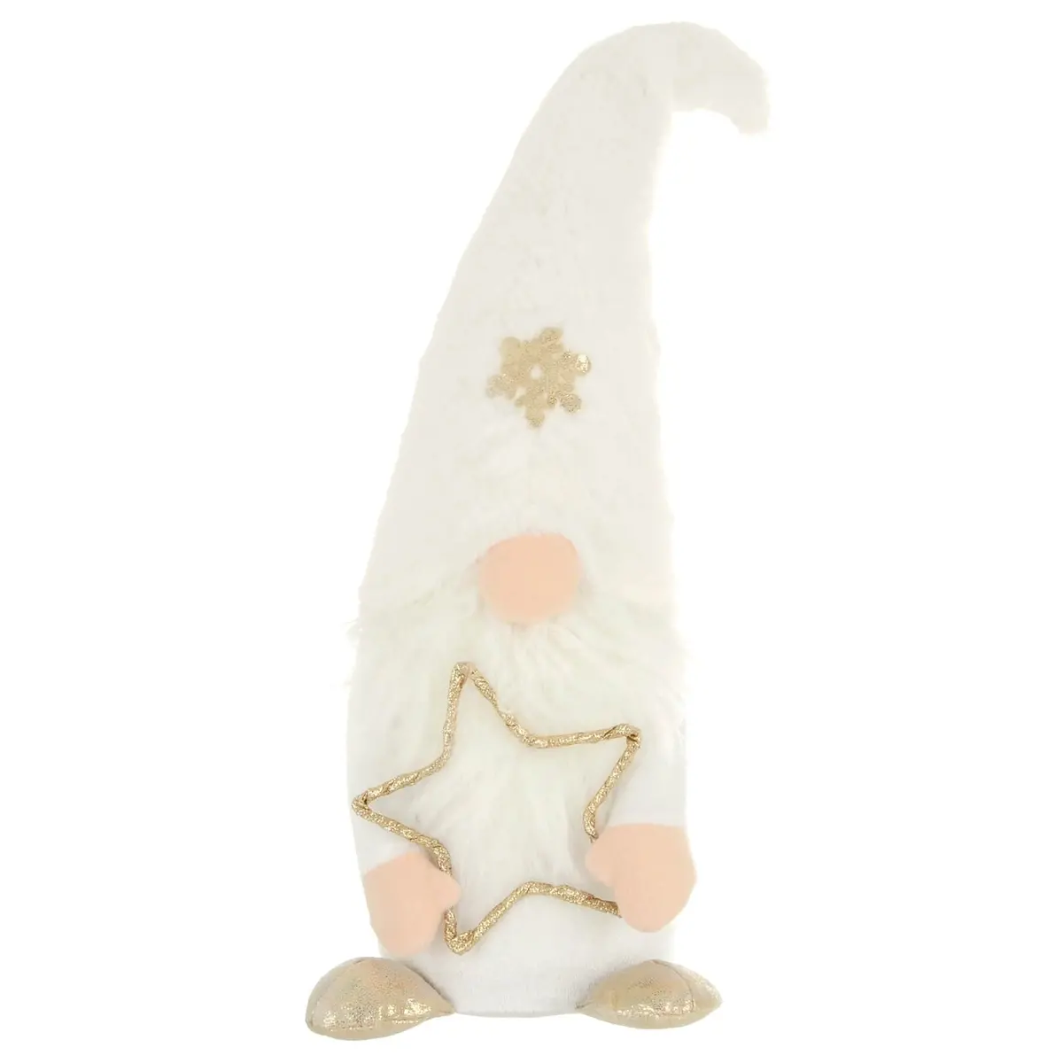 White Gonk With Gold Star Christmas Decoration 50Cm 2