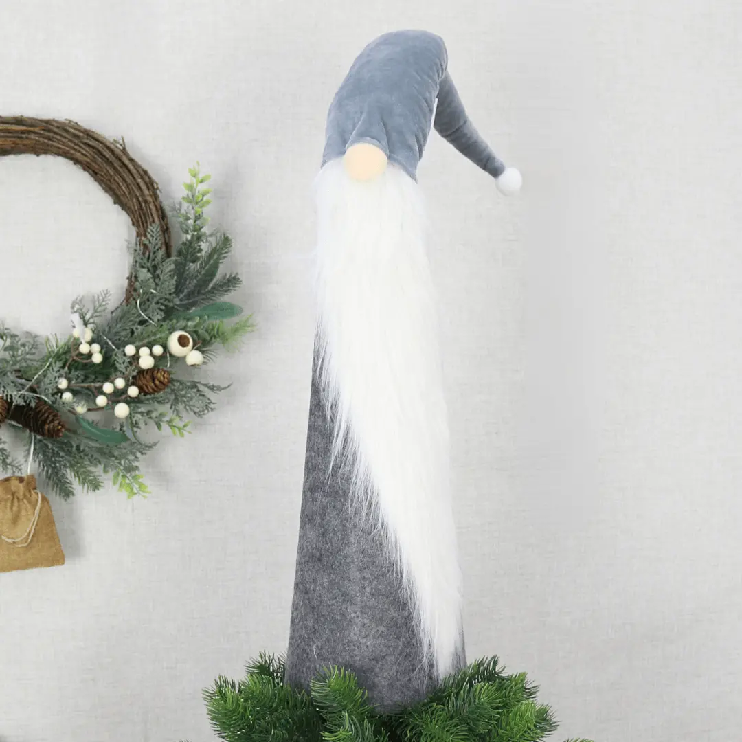 Gonk Christmas Tree Topper Grey White Festive Gnome 90Cm 1