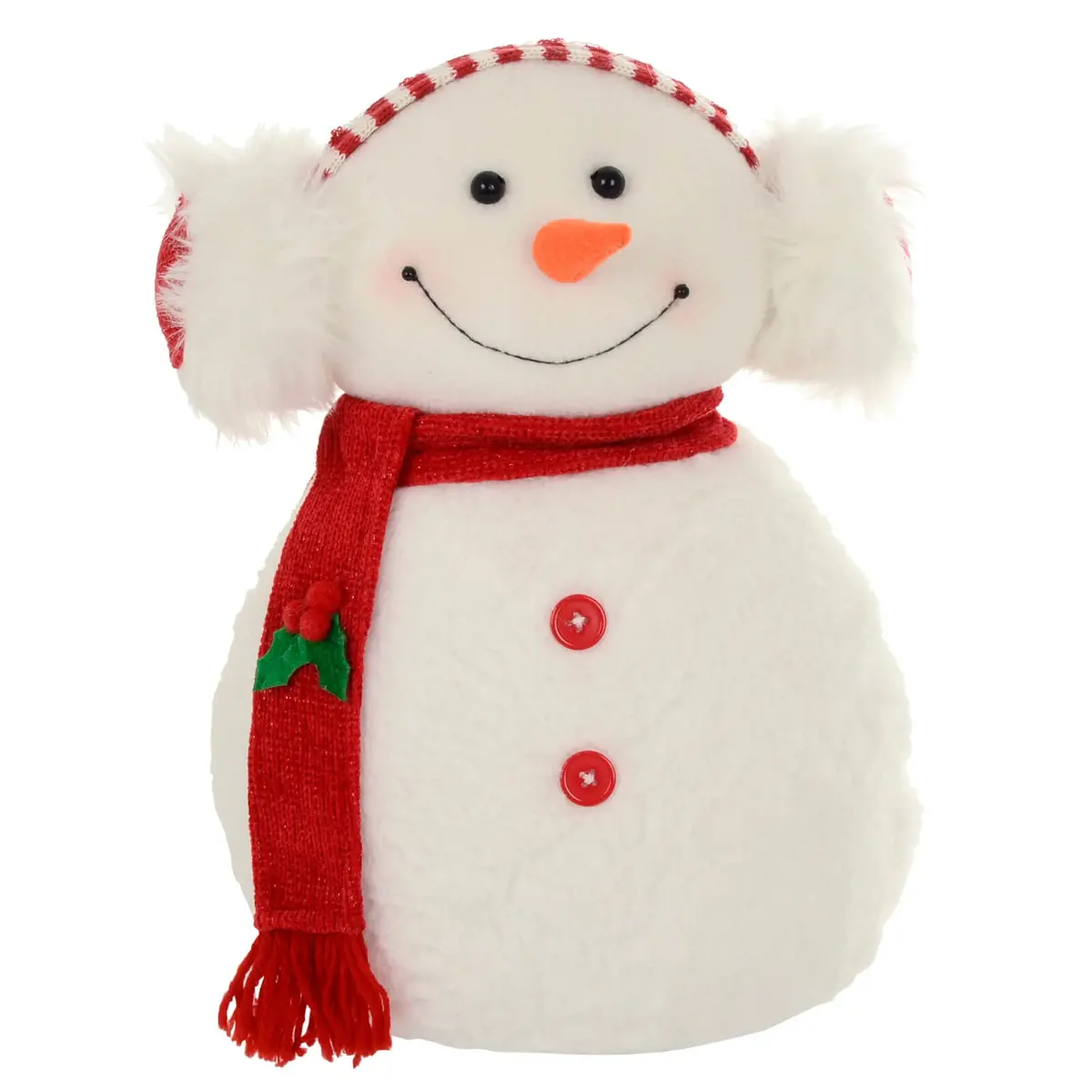 Snowman With Headphones Christmas Decoration White Red 35Cm 2