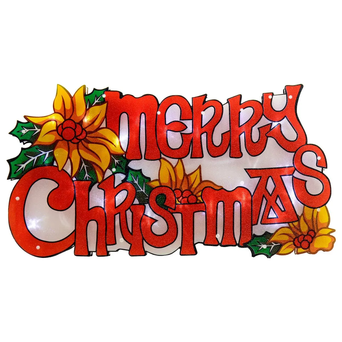 Merry Christmas Led Window Silhouette Battery Operated 44Cm 1