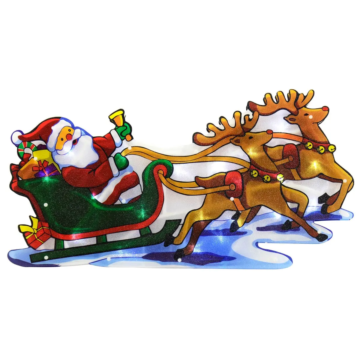 Santa On Sleigh Led Window Silhouette Battery Operated 46Cm 1