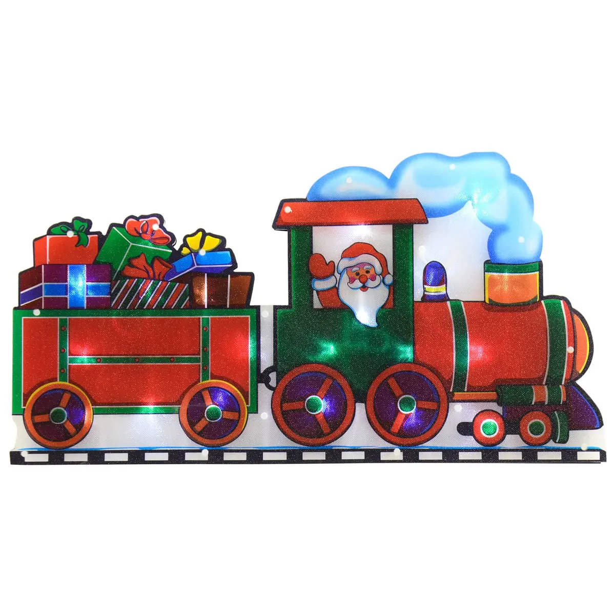Santa Train Led Window Silhouette Battery Operated 46Cm 1