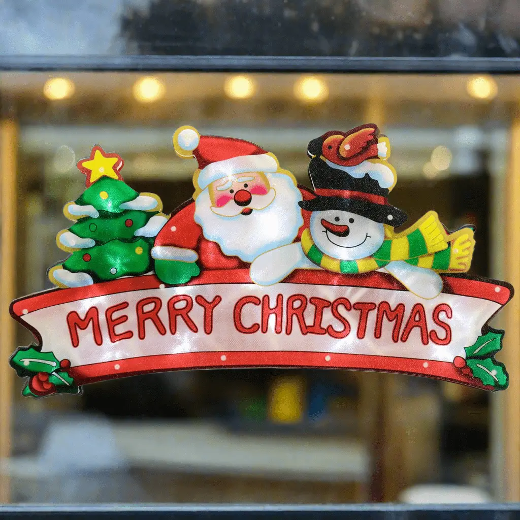 Merry Christmas Window Silhouette 20 Led Battery Operated 46Cm 1