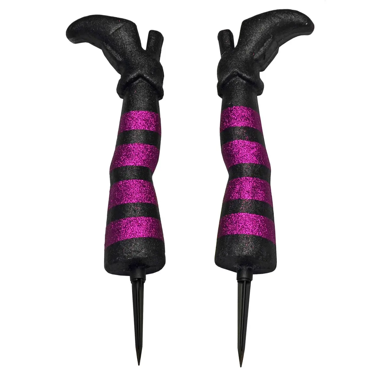 Witch Legs Halloween Decoration Purple Glitter Garden Stakes 45Cm 1
