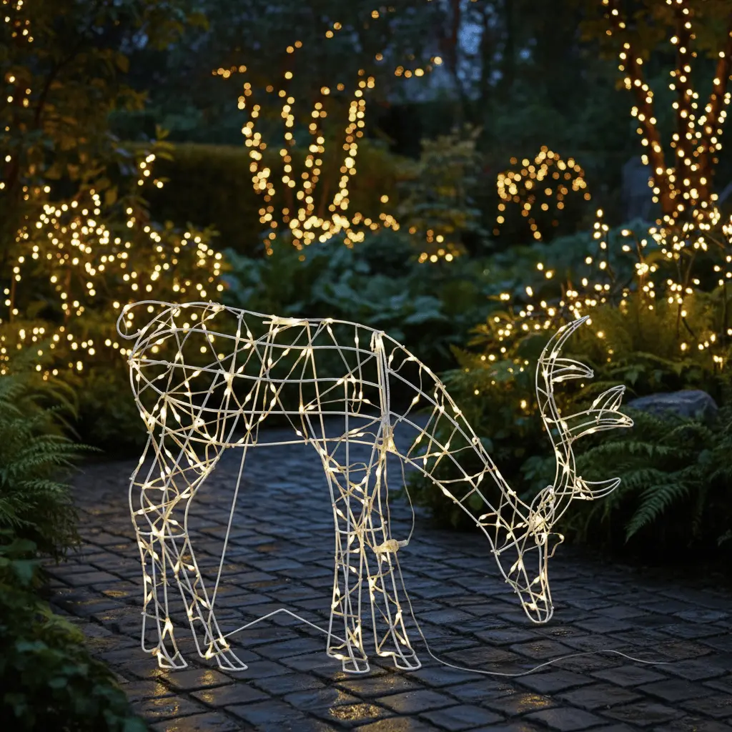 Led Reindeer Grazing Silhouette Outdoor Christmas Decoration 1