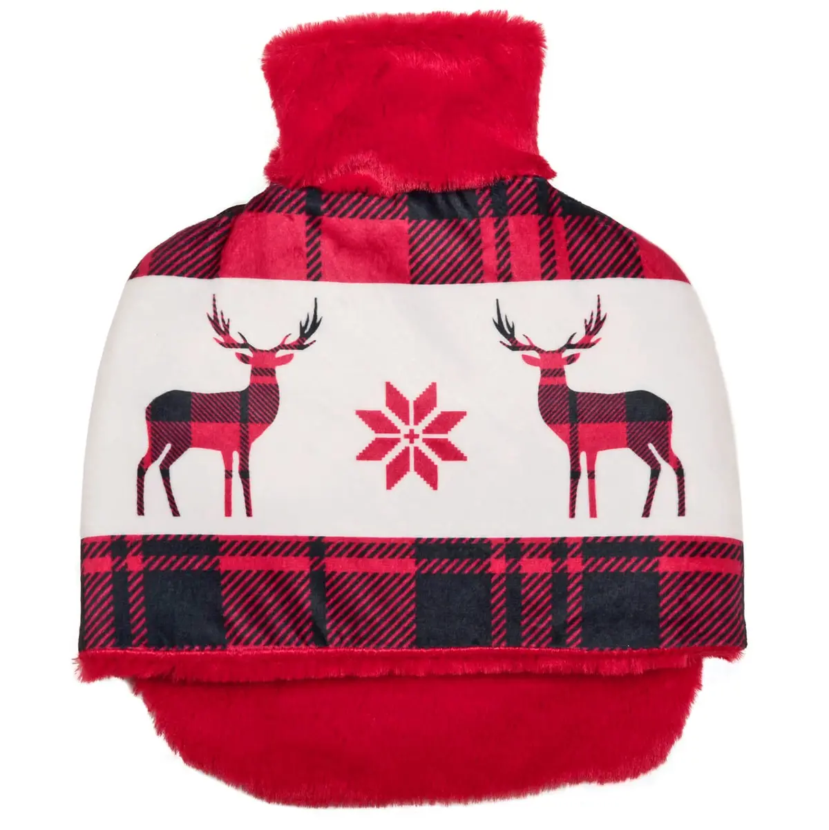 Christmas Foot Warmer Slipper Hot Water Bottle Reindeer Tartan 1