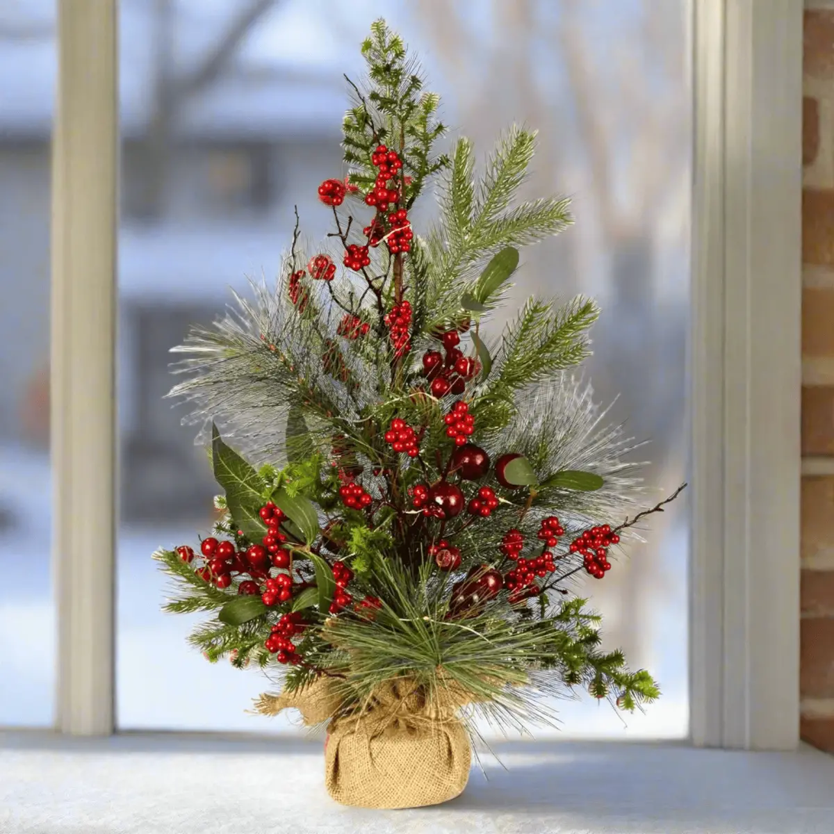 Red Berries Light Up Christmas Tree Mixed Foliage 2Ft (60Cm) 1