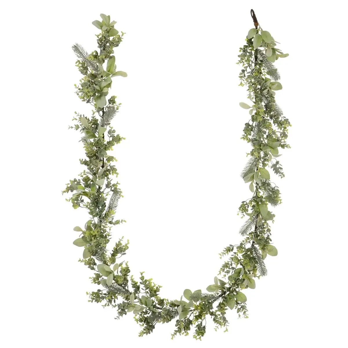 Christmas Garland Pale Green Frosted Foliage Mixed Leaves 2.7M 9Ft 1